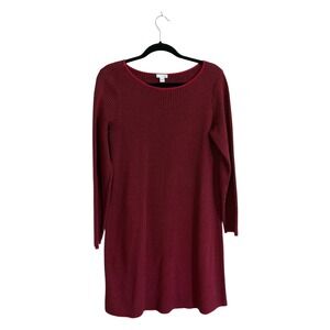 J. Jill Sweater Dress Womens S Red Houndstooth Knit Long Sleeve Casual